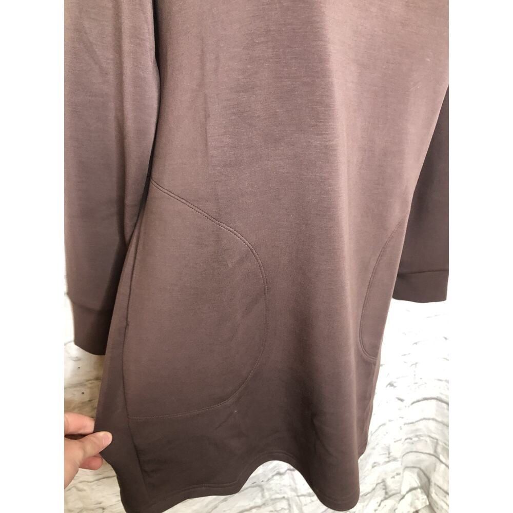 Members Mark Women's Pockets Long Sleeve Crewneck Luxe Dress Size Small Brown - Picture 8 of 10